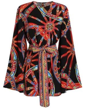 Dolce & Gabbana Carretto-Print Charmeuse Dress - Red