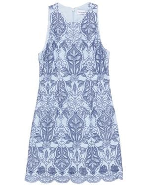 Rebecca Vallance Blooming Lanterns Guipure-Lace Scalloped-Hem Mini Dress - Blue