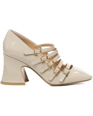 Chloé 80Mm Janis Buckle-Fastening Flared-Heel Court Shoes - Natural