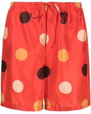 Aspesi Polka-Dot Drawstring Shorts - Red