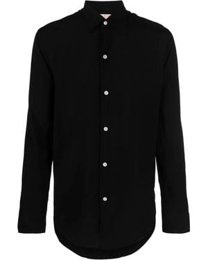 Fursac Pointed-Collar Long-Sleeved Shirt - Black