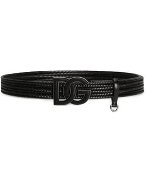 Dolce & Gabbana Dg-Plaque Woven Belt - White