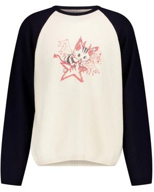 we11done Zweifarbiger Pullover - Schwarz