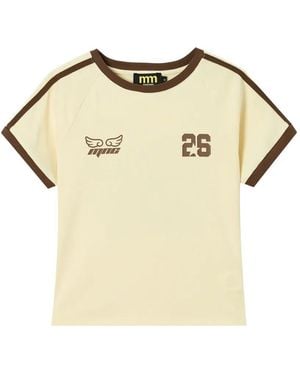 Mini Cream Contrast-Trim Raglan-Sleeve T-Shirt - Natural