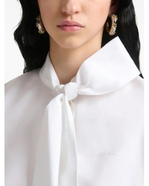 Marni Rhinestone-Daisy Hoop Earrings - White