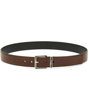 Ferragamo Square-Buckle Leather Belt - White