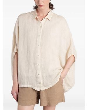 120% Lino Camisa Con Manga Murciélago - Blanco