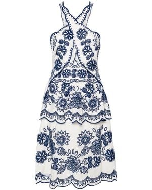 FARM Rio Broderie-Anglaise Sleeveless Minidress - Blue