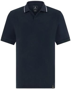 BOGGI T-Shirt Met Open Kraag - Blauw
