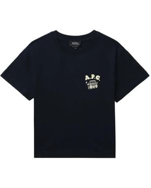 A.P.C. Boombox-Print T-Shirt - Blue