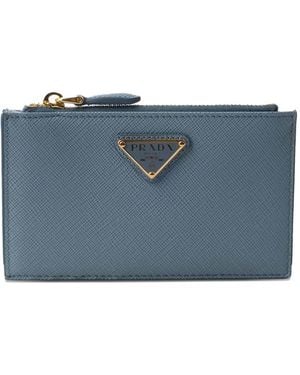 Prada Saffiano-Leather Card Holder - Blue