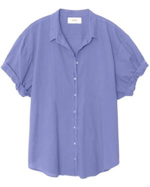 Xirena Channing Short-Sleeve Cotton Shirt - Blue