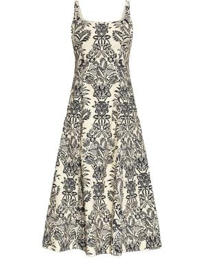 Ulla Johnson Robe Mi-Longue À Fleurs - Blanc