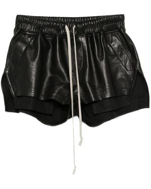 Rick Owens レザーショートパンツ - ブラック