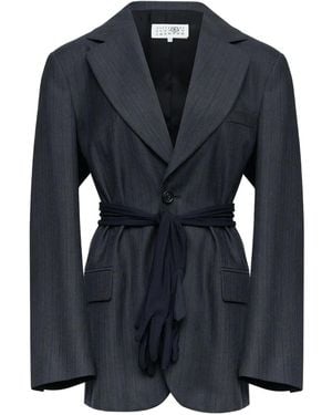 MM6 by Maison Margiela Wool-Blend Blazer With Gloves - Blue