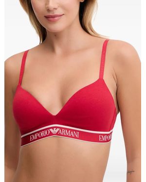 Emporio Armani Logo-Tape Triangle Bra - Red