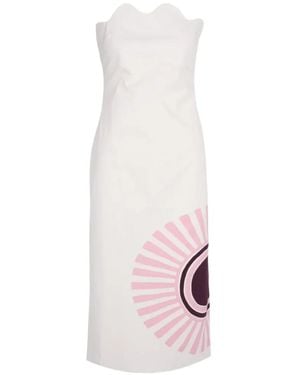 Cala De La Cruz Scalloped-Neck Midi Dress - White