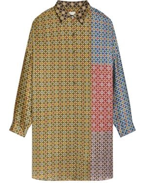 Dries Van Noten Geometric-Print Shirt Dress - Green