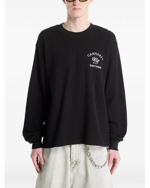 Carhartt Waffle-Knit Logo-Print T-Shirt - Black