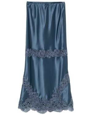 Cynthia Rowley Embroidered Satin Skirt - Blue