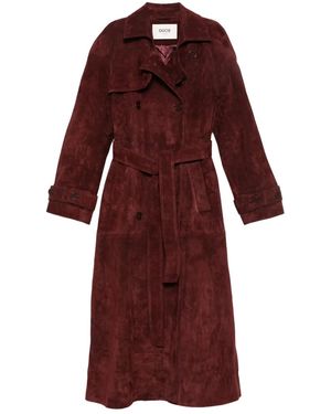 DUCIE Corrin Suede Trench Coat - Red