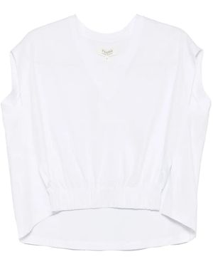 Psophia V-Neck Gathered T-Shirt - White
