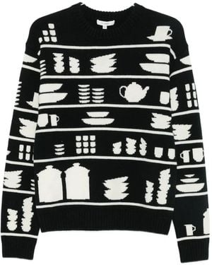 JW Anderson Tableware-Pattern Crew-Neck Jumper - Black