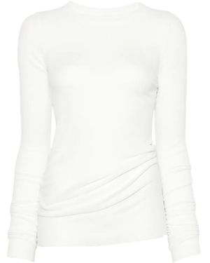 Rick Owens Ribbed-Knit Long-Sleeve T-Shirt - White