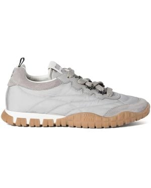 Miu Miu Tyre Technical Fabric And Suede Trainers - White