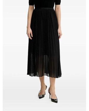 Morgan Pleated Embellished Midi Skirt - Black
