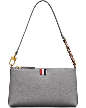 Thom Browne Rwb Stripe-Detail Shoulder Bag - Gray