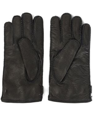 Kiton Logo-Plaque Leather Gloves - Black
