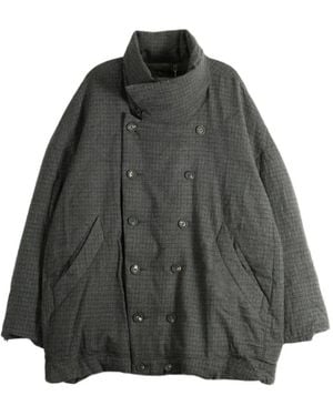 Ziggy Chen Tattersall Double-Breasted Check Coat - Gray