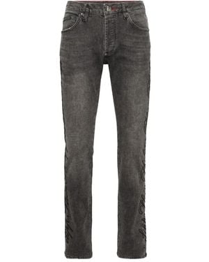 Philipp Plein Jean Droit À Broderies - Gris