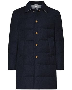 Thom Browne Gewatteerde Jas Met Knoop - Blauw