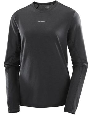 Salomon Logo-Print Long-Sleeve T-Shirt - Grey