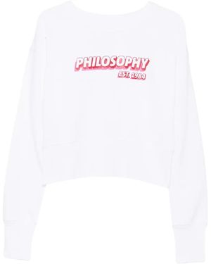 Philosophy Di Lorenzo Serafini Logo-Print Cropped Cotton Sweatshirt - White