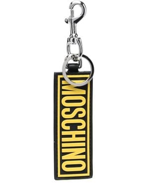 Moschino Embossed-Logo Leather Keyring - Metallic
