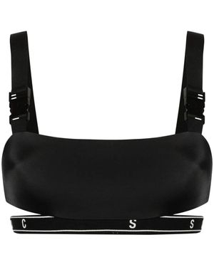 SHOREDITCH SKI CLUB Casey Buckled Bikini Top - Black