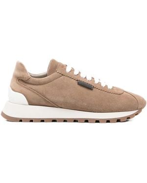 Brunello Cucinelli Baskets En Daim À Lacets - Rose