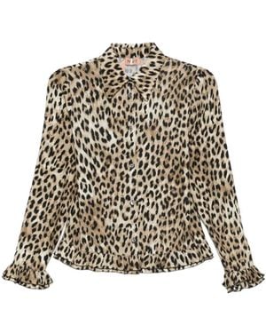 N°21 Chemise Volantée À Imprimé Léopard - Natural