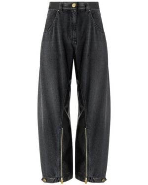 Pinko Balloon-Fit Jeans With Coated Canvas Inserts - Black