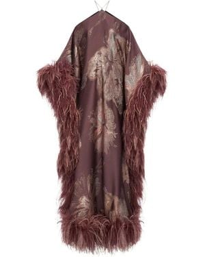 Taller Marmo Sza Sza Bloom Feather-Trimmed Gown - Red
