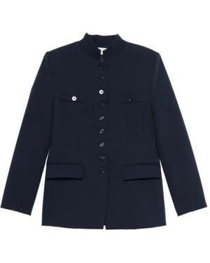 ViCOLO Mandarin-Collar Button-Up Jacket - Blue