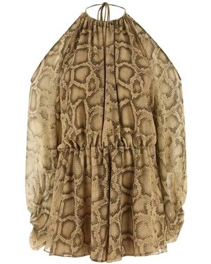 ANDAMANE Python-Printed Tie Playsuit - Natural