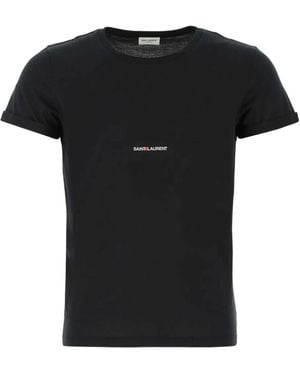 Saint Laurent Logo-Print Cotton T-Shirt - Black