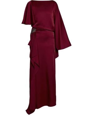Erdem Draped Crystal-Embellished Satin Gown - Red