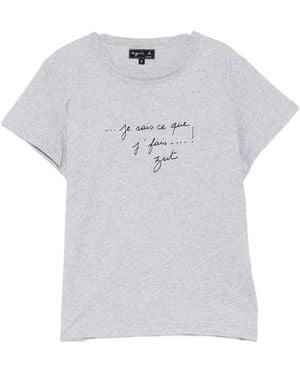 agnès b. Brando Cotton T-Shirt - Gray