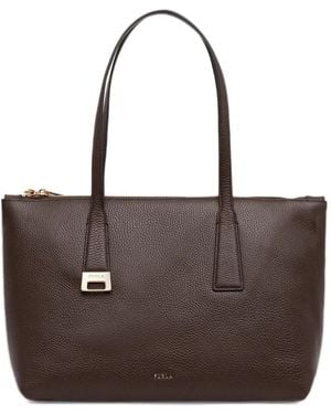 Furla Grained Leather Tote Bag - Brown