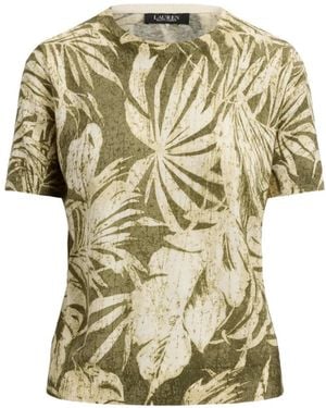 Ralph Lauren Palm-Frond-Print Short-Sleeve Jumper - White